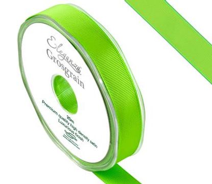 Eleganza Premium Grosgrain Ribbon 15mm x 20m Lime Green No.14 - Ribbons